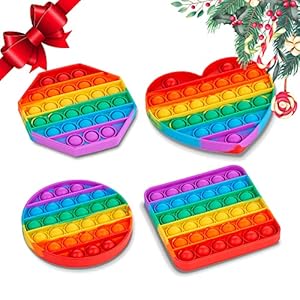 (4 Pack) Pop It Fidget Toys, Pop Its Fidgets Stocking Stuffers for Kids, Fidget Toy Pack Figit Sensory Toys Popit Popits…