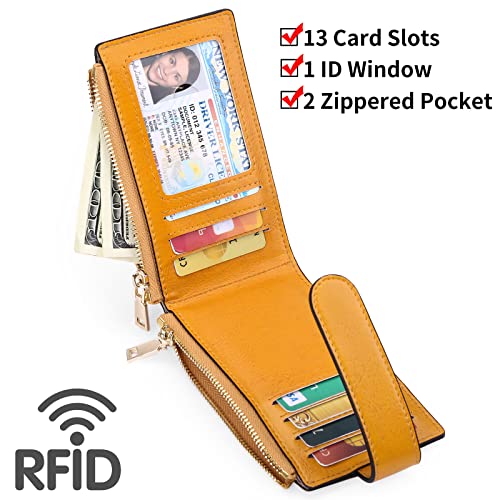 FALAN MULE Ladies AirTag Wallet Genuine Leahter RFID Blocking Bifold Credit Card Holder Zipper Purse - Image 4