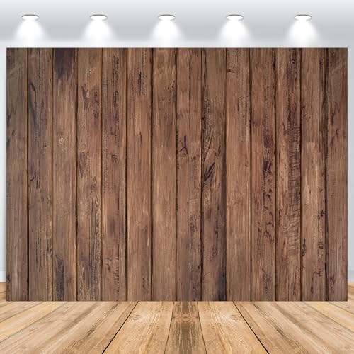 ASDCXZ Holz Foto Hintergrund 2.2x1.5m, Retro Braun Holzwand Natur Holzfarbe Fotowand Hintergrund, Vinyl Fotobox Hintergrund für Baby Dusche Geburtstag...