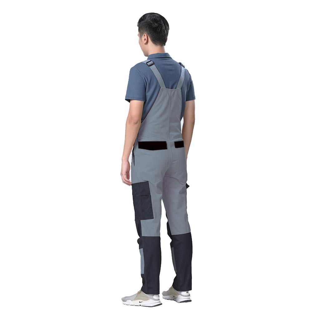 Latzhose, Latzhose Arbeitshose, Baumwolle Multi-Tasche Einstellbar Vier Jahreszeiten Geeignet Geeignet Für Verschiedene Branchen,Grau,XL