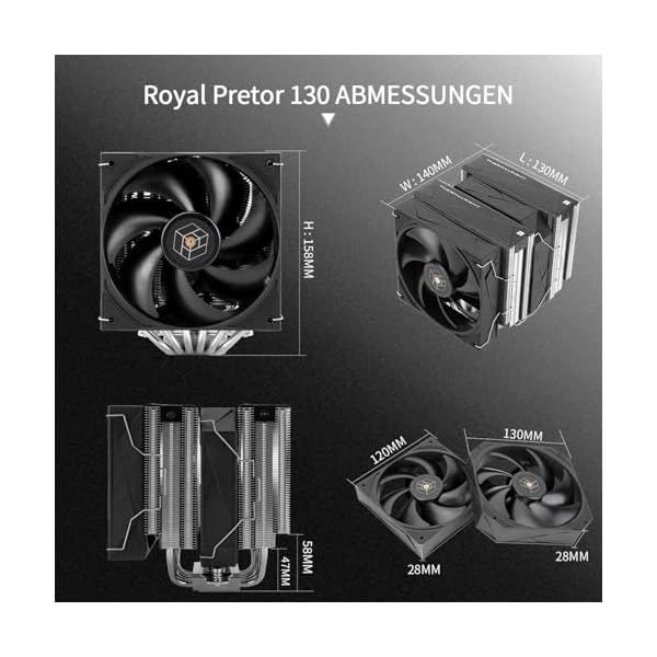 Thermalright Royal Pretor 130 - Ventilador para CPU (6 heatpipes, TL-H12-X28 y TL-HD13-X28, compatible con Intel LGA115X/1200/2011/1700/1851; plataformas AM4/AM5, refrigeración torre de escritorio - Image 5