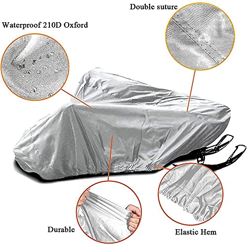Snowmobile Cover Ucare Upgraded 420D Fabric And Waterproof Snow Machine Sled Cover With Waterproof Strip Snowmobile Storage Cover Fits Up To 145” (Grey, 145" L X 51" W X 48" H(368*130*121Cm)) #TOP3