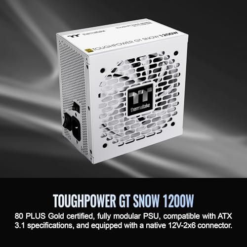 Image of Thermaltake Toughpower GT 1200W; ATX 3.1; x2 Native PCIe 5.1 12V-2x6; Full Modular; Flat Cables; Color Matched Connectors; Japanese Main Capacitors; 80 Plus Gold; 140mm; Snow; PS-TPT-1200FNFAGU-W
