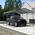 Xilingol Metal Carport, Heavy Duty Carport Canopy with Galvanized Steel Frame and Roof, Outdoor Storage Shed, Car Tent Garage Shelter for Pickup, Truck, Boat and Tractor (10x15 FT Black)