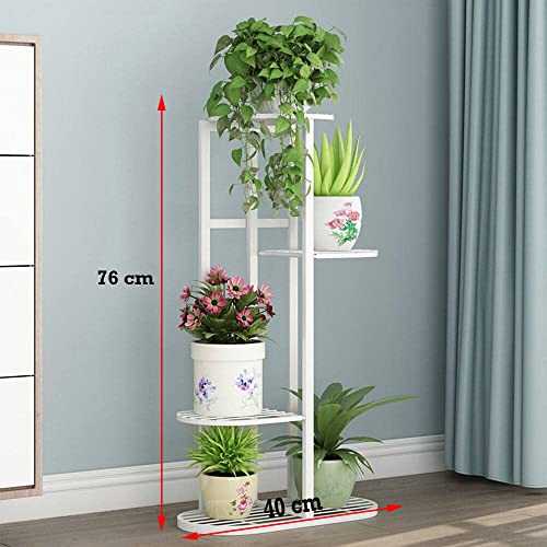 MetalTouch Multi-Tiered Metal Flower Pot Stand - Indoor 4 Layer Tier Iron Plant Pot Display Rack Plant Pot Holder Tall Plant Flower Shelf for Living Room Balcony Court Garden (Black)