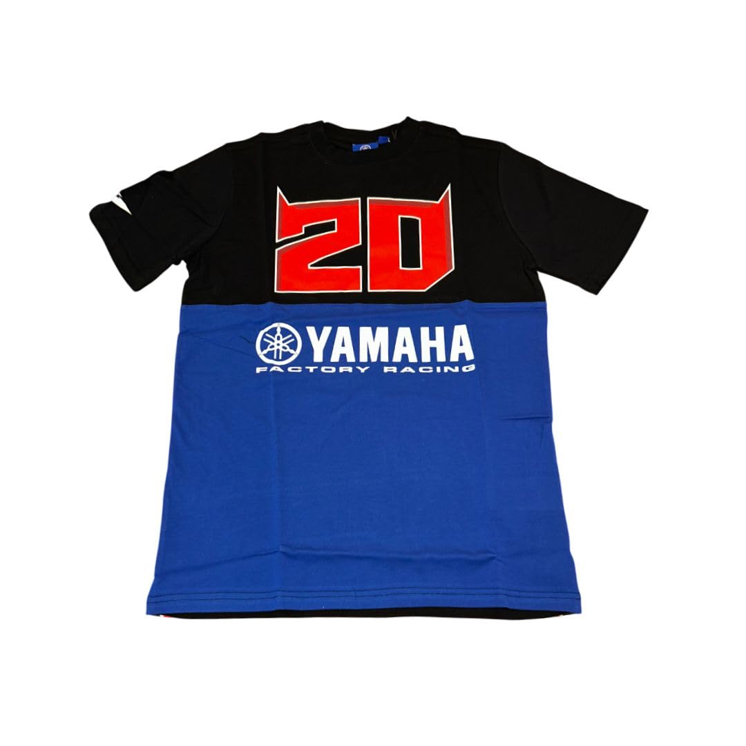 Gp Gruppo Pritelli Men's Black, Blue Fabio Quartararo Big Logo T-Shirt Yamaha Factory Racing Moto Gp Official Blue/Black, M