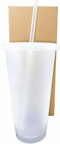 Vasos reutilizables con tapas y pajitas vasos de plástico transparente botella de agua de café personalizable de 24 onzas paquete de 5 unidades