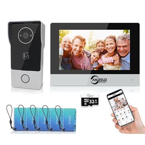 2 Wire Video Doorbell Apartment Intercom System,1080P Visual Doorbell Camera,7 Inch Monitor, Support 3 in 1 Unlock,Two-Way Audio,Monitoring,Anti-Alarm for Home Villa (1 Doorbell+1 Monitor)