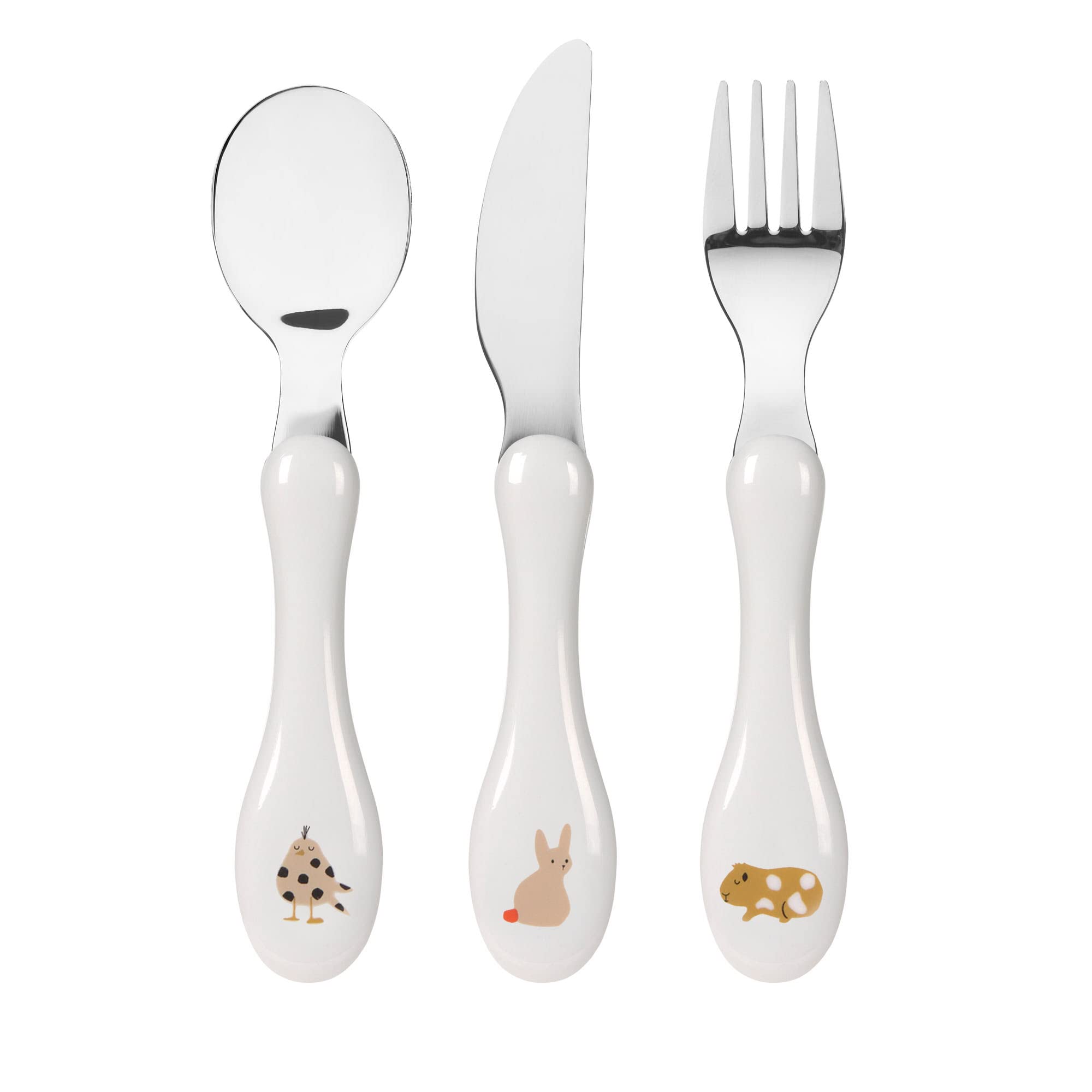 LÄSSIG Children's Cutlery Set 3 Pieces Spoon Fork Knife Stainless Steel Plastic Handle/Cutlery Little Mateys