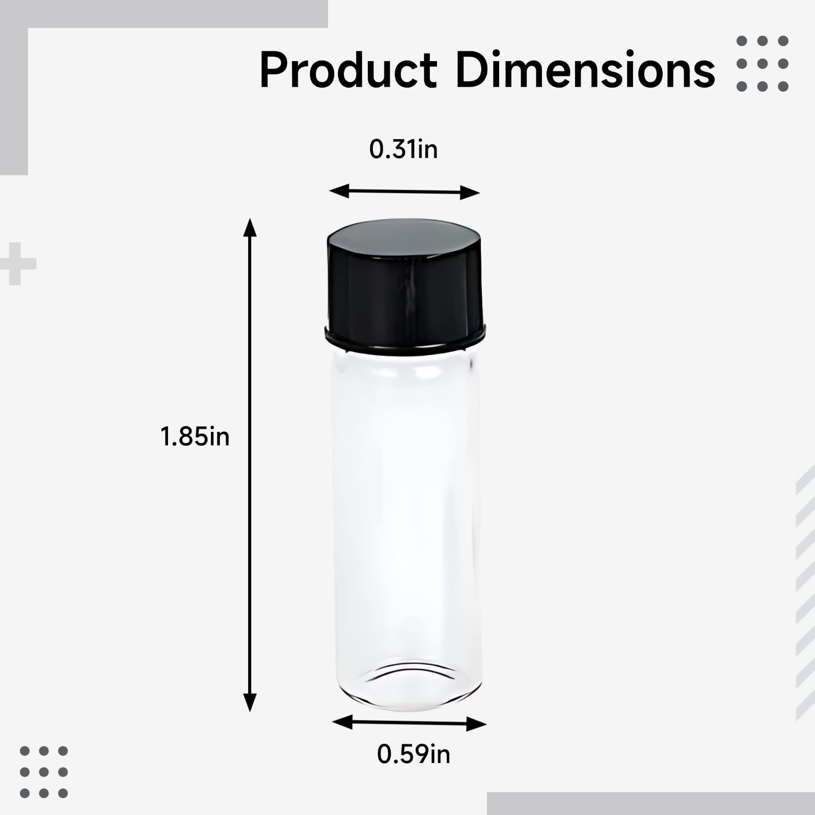 100 Stk. 4 ml Glasvials mit Schraubkappen, klares Borosilikatglas, Probenfläschchen 4,7 x 1,5 cm, kleine Fläschchen für Öle, Pulver und Flüssigkeiten, zur Aufbewahrung