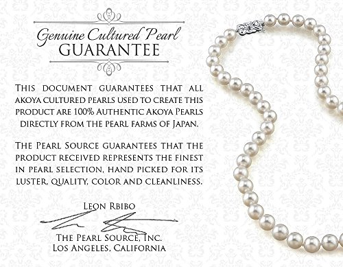 The Pearl Source Sterling Silver 8.5-9mm Round White Akoya Cultured Pearl Adrian Pendant Necklace for Women - Image 6