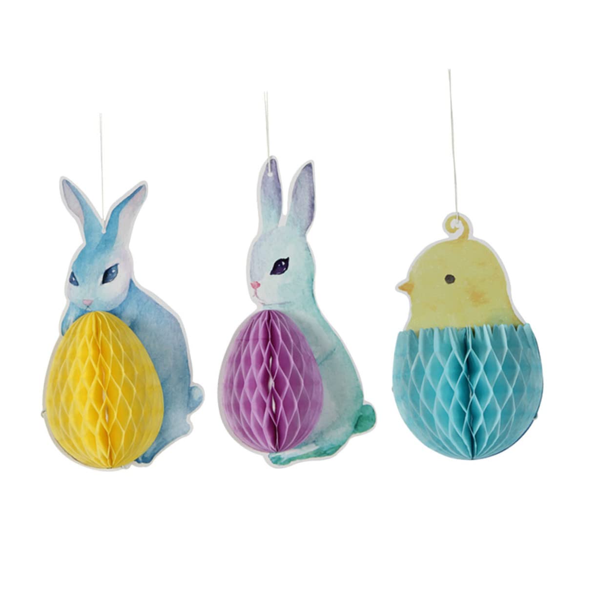 Amosfun 9 PCS Coniglio di Pasqua Decorazione Coniglietti di Pasqua Decorazione Coniglio Appeso Bunny Pendente Ornamento del Soffitto A Nido d'Ape Palla