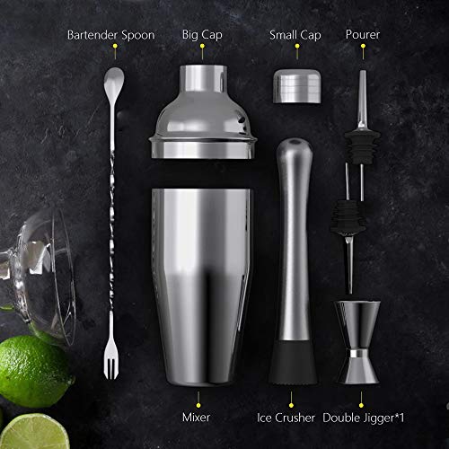Kit de bartender 6 piezas coctelera acero inoxidable 550ml miniatura 3
