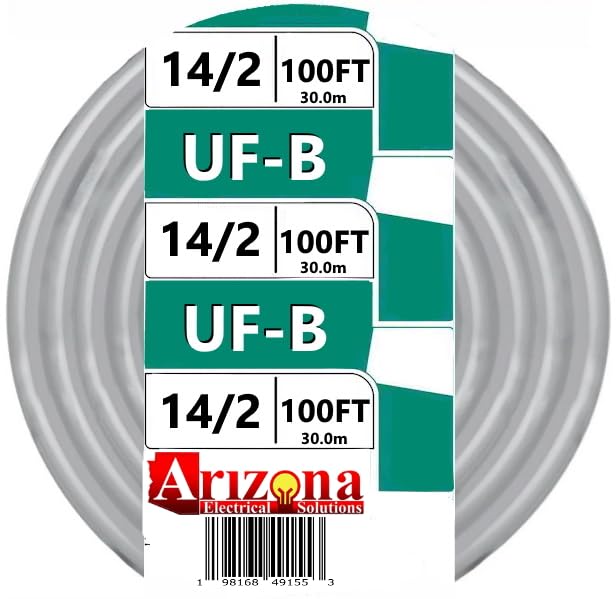 100 FT 14/2 Type UF-B Copper. #14 AWG, 2 Conductors with Ground. Insulated Jacket Gray