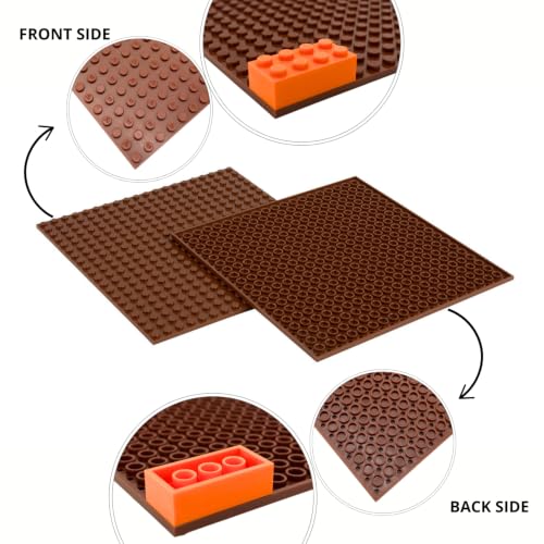 Image of Classic Baseplate - Building Kit for Toddlers & Kids - 20 x 20 Studs - 6.3 x 6.3 inches - Pack of 4 Baseplates - Compatible with Major Brands (Signal Brown)