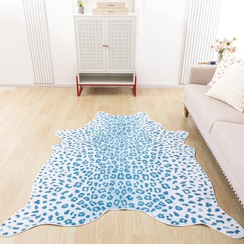Tapete Leopardo estampado azul 198x158 cm miniatura 1