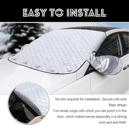 Image of Windshield Snow Cover for Car, Windshield Cover for Ice and Snow with Magnetic Edges, 5-Layer Thickened Protection, Winter Frost Guard Snow Shield Ice Cover, Universal for SUV, Truck, Sedan, Van