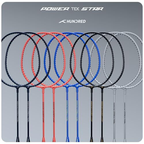 Hundred Powertek Star Set of 2 Strung Badminton Racket with Full Cover (Navy) 7 51Rg3j6ocoL