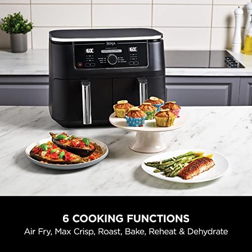 Ninja Foodi MAX Dual Zone Air Fryer [AF400UK] 9.5L, 2 Drawers, 6 Functions, Grey