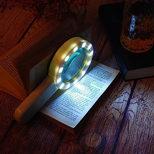 Lupas con luz, Lupa Grande de Mano 30X, Lupa iluminada para Lectura, degeneración Macular, Personas Mayores, Regalos para Personas Mayores,Silver
