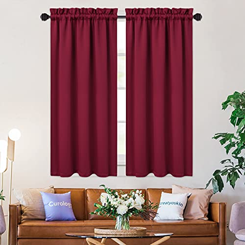 Nanan Half Window Kitchen Curtains Valances, Bedroom Blackout Window Treatment Tiers Short Curtains Energy Saving Drapes For Bedroom,Burgundy 26 X 45 Inches Set Of 2 #TOP19