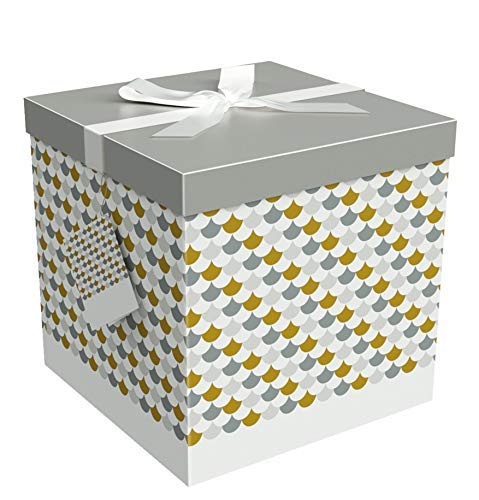 EndlessArtUS Gift Box Sienna 10x10x10 Pop up in Seconds Comes with Decorative Ribbon Mounted on The lid A Gift Tag and Tissue Paper - No Glue or Tape Required