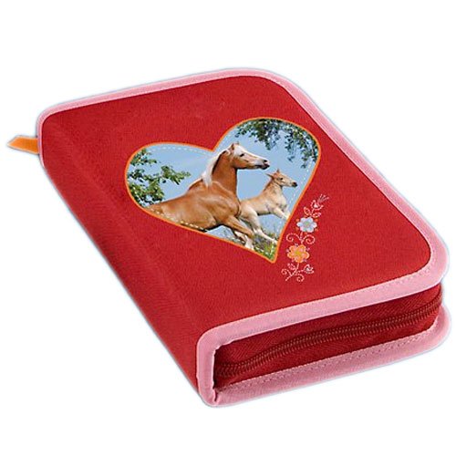 Preisvergleich Produktbild Depesche Horses Dreams Federtasche gefüllt Federmäppchen mit Pferde Aufdruck rot 7348