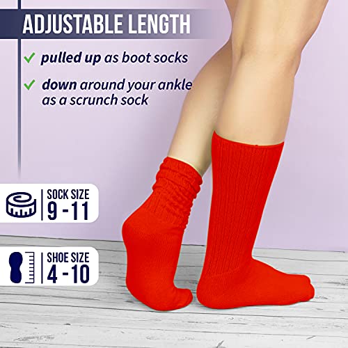 MDR Distributors MDR Lightweight Cotton Slouch Sock For Women and Men 1 Pair Made in USA Size 9 to 11 (Red)3