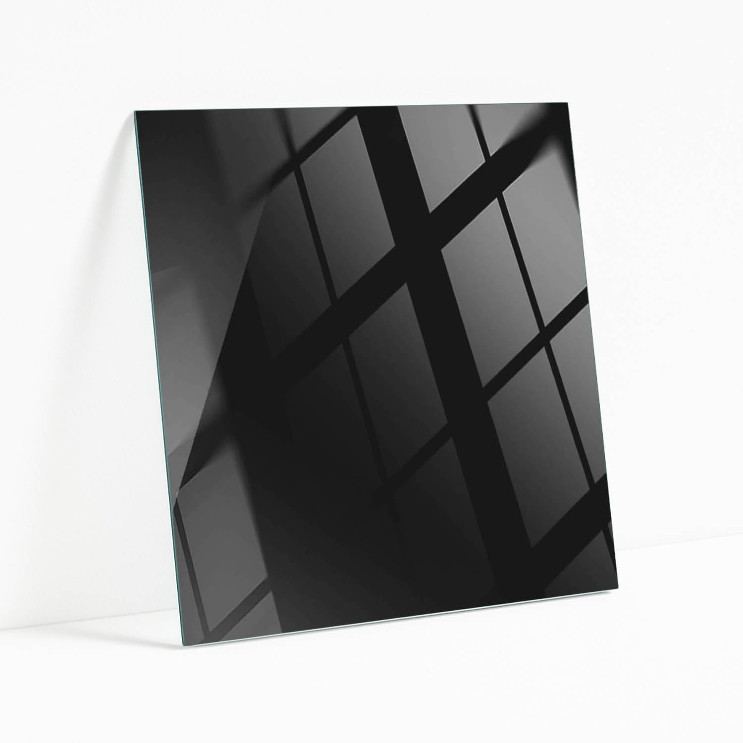 Plaque de Verre Trempé Carrée 60x60 cm | Protection de Remplacement | Installation Facile | avec Coussinets Antidérapants | Bords Polis | Idéal pour Le Salon | Style Moderne - Noir Lisse