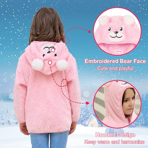 Image of Toddler Girls Boys Fleece Hoody Jacket Zip Up Teddy Coat Warm Winter Outwear