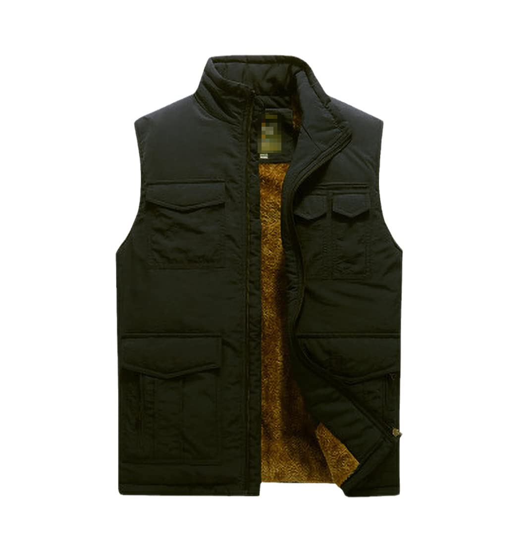 Espesar el chaleco impermeable del invierno del vellón, para hombre multi bolsillos primavera otoño chaleco, fotógrafo chaqueta sin mangas