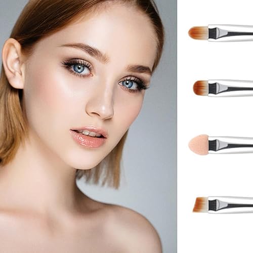 Miniatura 4 de Juego de brochas de maquillaje 4 en 1, juego de pinceles de maquillaje de ojos, cepillo de labios portátil de viaje, pinceles de sombra de ojos,