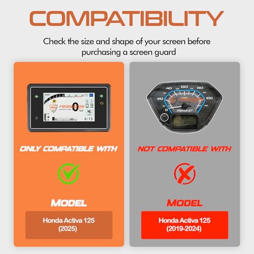 Image of Screen Guard For HONDA Activa 125 2025 || Anti Scratch || Water Resistant || HD Clear || TFT Instrument Cluster Protector || Honda 2025 Accessory [Not Tempered Glass] (Pack of 2)