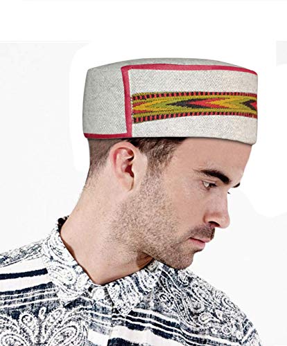 Image of Vastraa Fusion Himachali Topi for Men | Nepali Headwear | Traditional Kullu Cap | Pahadi Topi | Kashmiri Hat | Wool Handcrafted Ethnic Wear