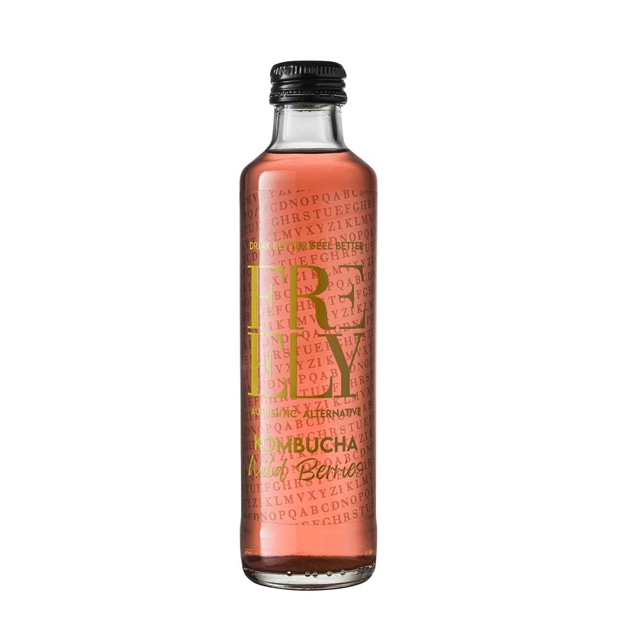 Freely Kombucha Wild Berry, Bevanda Fermentata a Base di Tè Sencha, Gusto Frutti di Bosco, Basso Contenuto di Zuccheri, 12 x 250 ml