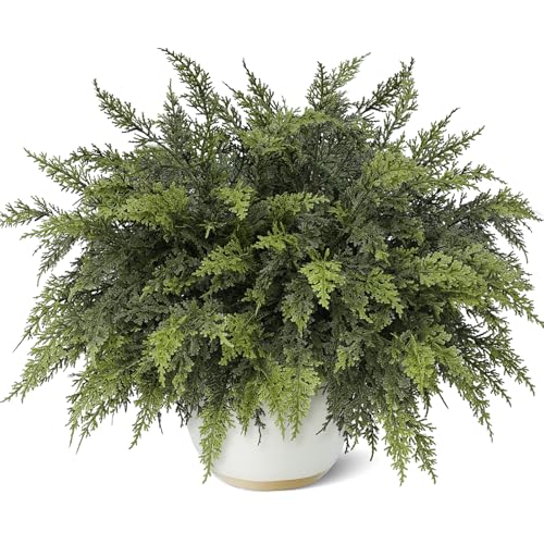 18″ Actual Contact Cedar Branches -12 Pcs, Synthetic Christmas Cedar Department Reasonable Faux Pine Picks Fake Greenery Crops Stem for Vase DIY Crafts Garland Wreath Indoor Outside Dwelling Decor