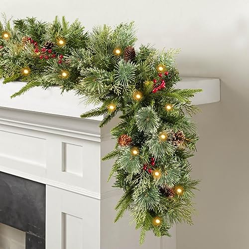 Somikis 9FT PreLit Artificial Christmas Garland with 50