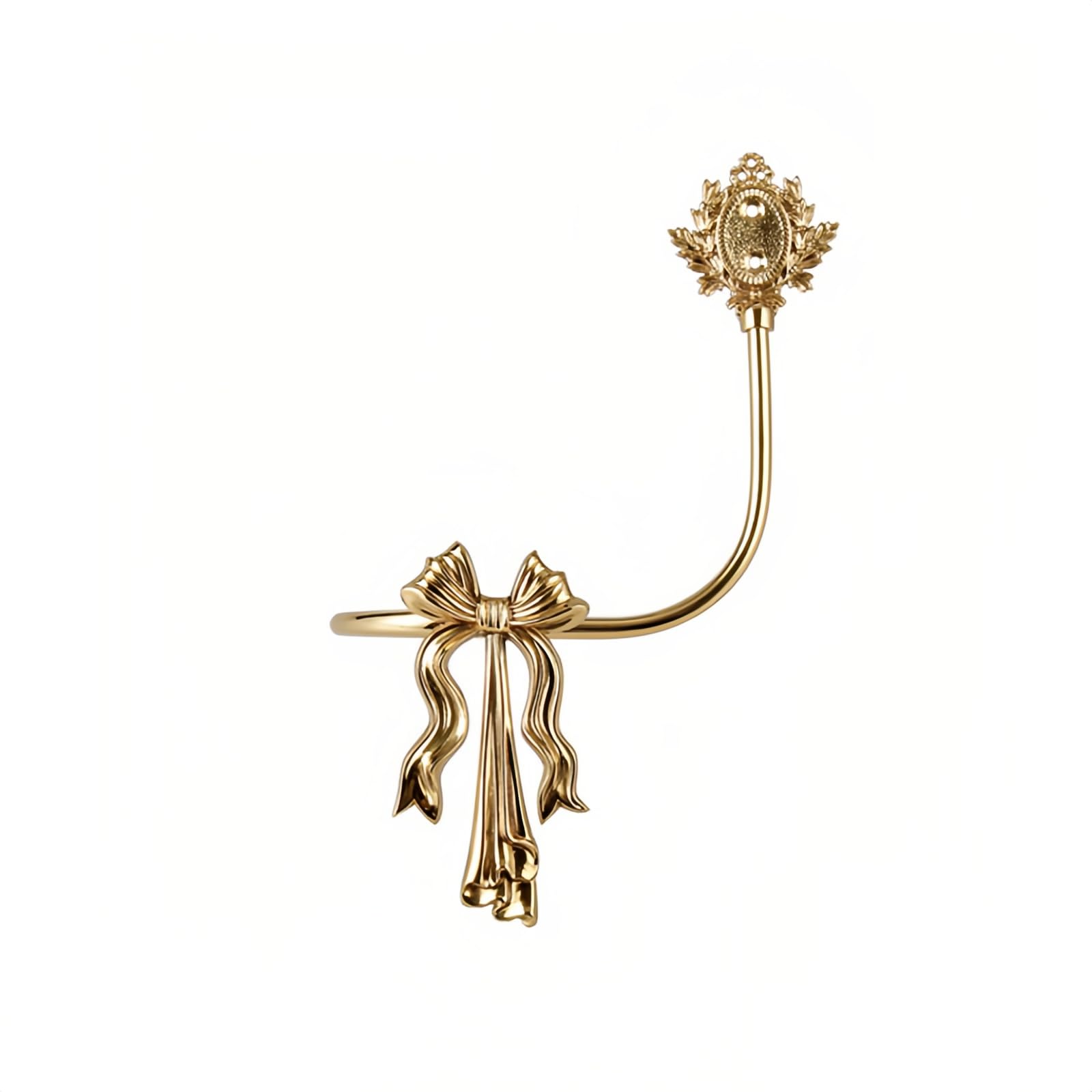 Lot de 2 embrasses de rideaux en laiton doré, style nœud, crochets muraux pour décoration de rideaux, salon, chambre à coucher (droite 1 pièce)