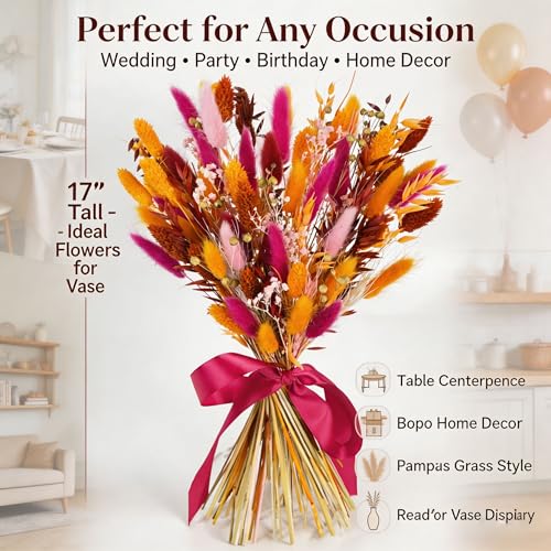 Ramo de flores secas boho para jarrón 17" miniatura 6