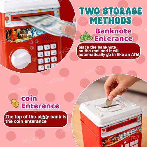 Image of Zest 4 Toyz Money Piggy Bank Toy for Kids Gullak Money Safe with Number Password Money Saving Mini ATM Toy with Lights and Sound Money Bank for Kids - Multicolor