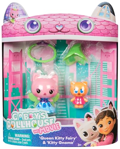 Gabby's Dollhouse: Le Film - Reine Kitty Fée & Chaton GNOME Ensemble de Figurines avec 2 Accessoires pour Enfants à partir de 3 Ans