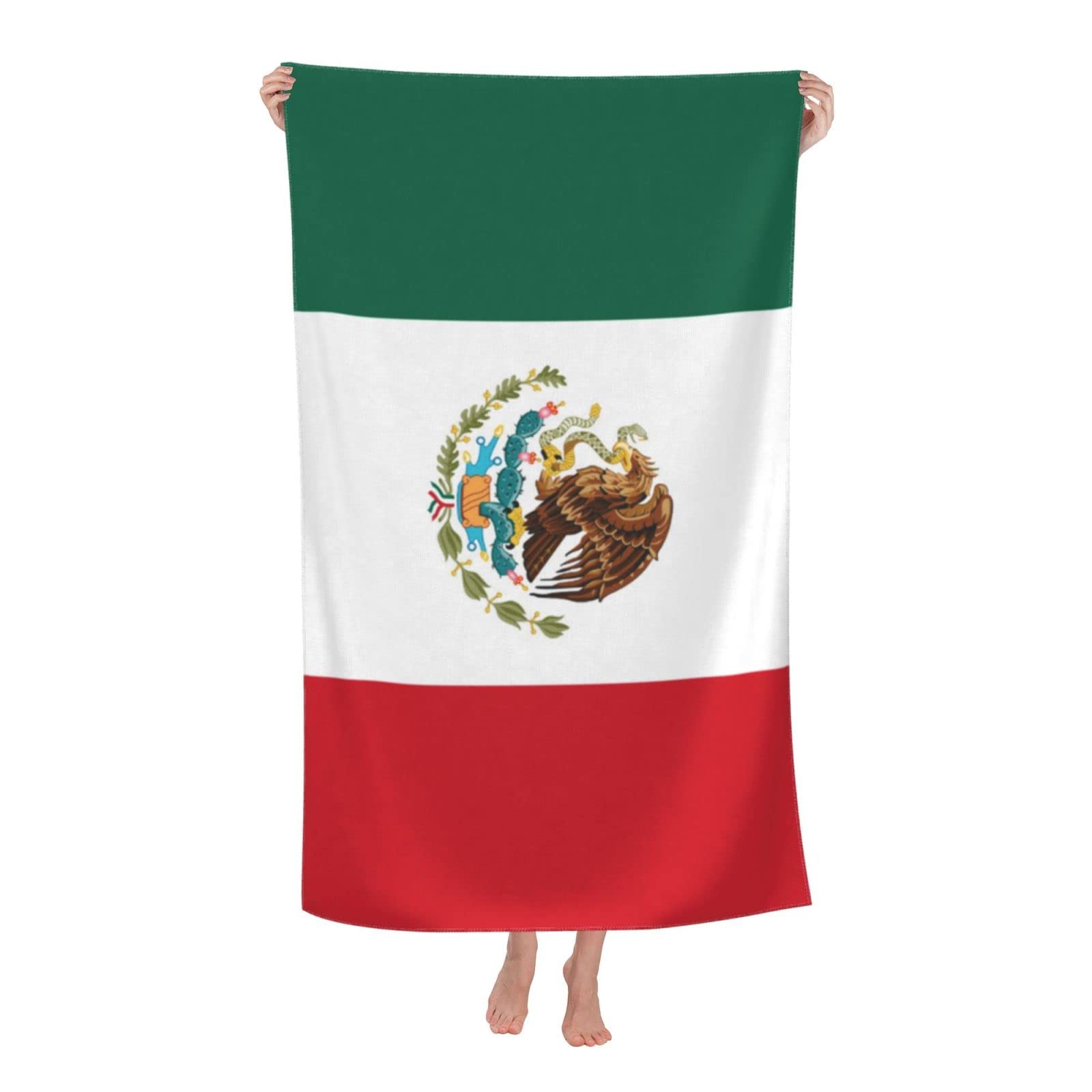 AOOEDM Mexican Flag of Mexico (1) Beach Towels Bath Sheets Large Towel Cover for Women Men Blanket 32x52in