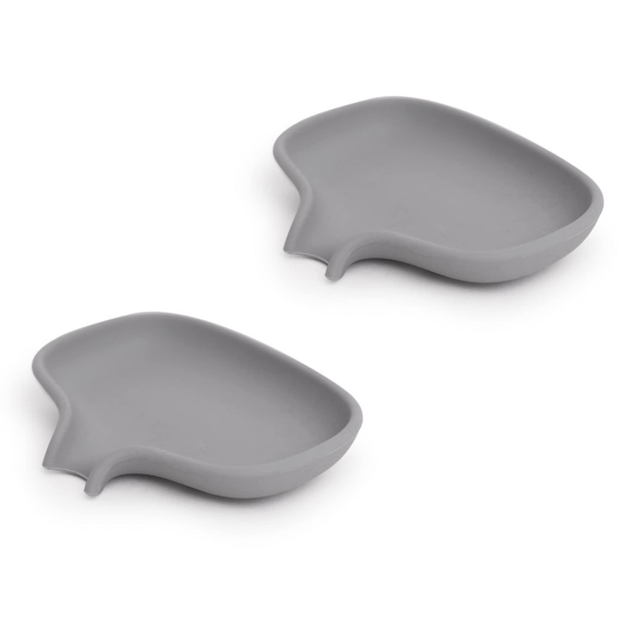 bosignSilicone Soap Dish, Large - Set of 2 - Spout Drips Excess Water - Grey