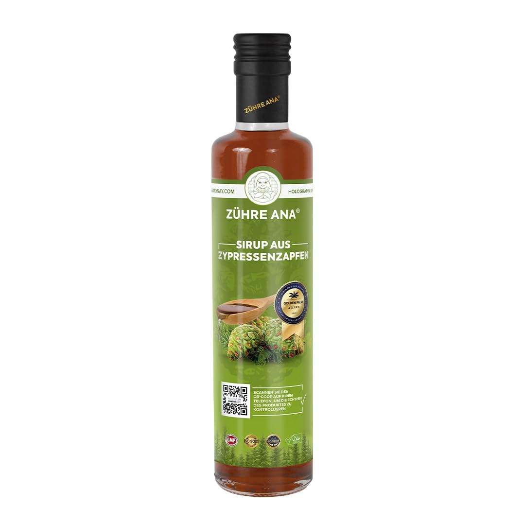 Zühre Ana® Sciroppo Di Coni Ci Cipresso – Supporto Naturale Per il Sistema Immunitario e Respiratorio, Senza Zucchero – Vegano (650 ml)