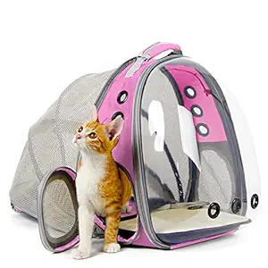 halinfer Back Expandable Cat Backpack, Space Capsule Transparent Pet Carrier for Small Dog, Pet Carrying Hiking Traveling Backpack?