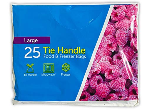 FOOD Tie Handle Resealable Sandwich Freezer Bags (25 x Large)