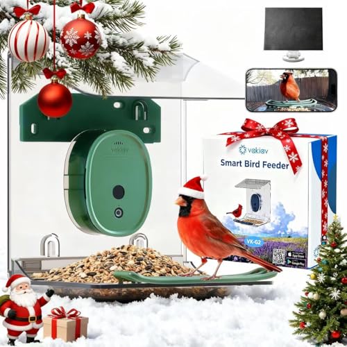 Smart Bird Feeder with Camera Solar Powered,4K Camera for Outdoors,No Subsciption,UHD Video for Live Stream,Identify10,000+ Birds with AI,Instant Alerts,Elderly-Friendly,No WiFi Needed