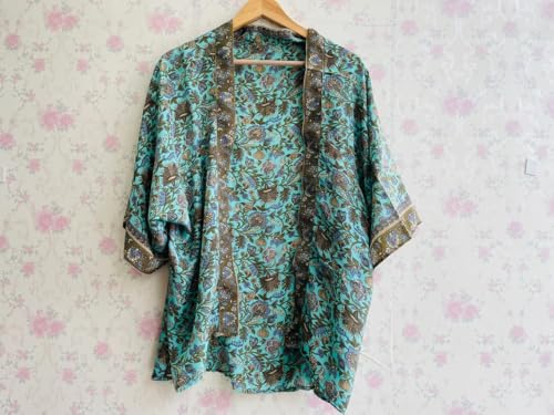 Handmade Short Jacket Silk Kimono – Boho Vintage Duster for Beach, Summer Outfits, and Casual Style Gift for Birthday 6