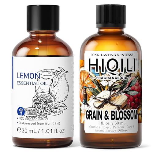 Aceite esencial de limón HIQILI 30ML y aceite aromático Grain & Blossom 30ML