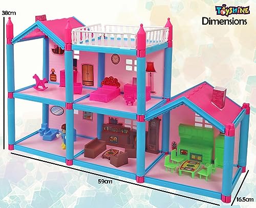Image of Toyshine DIY Doll House Creative Edition with Accessories Included Playset (Multicolour, 108 Pieces )